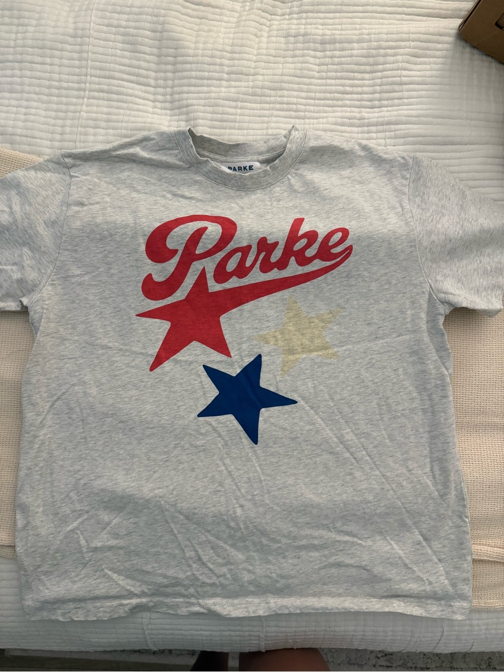 Parke Light Gray Tee with Red Blue & Cream Stars